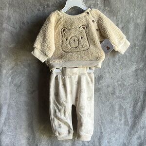 Cozy pants set featuring a bear